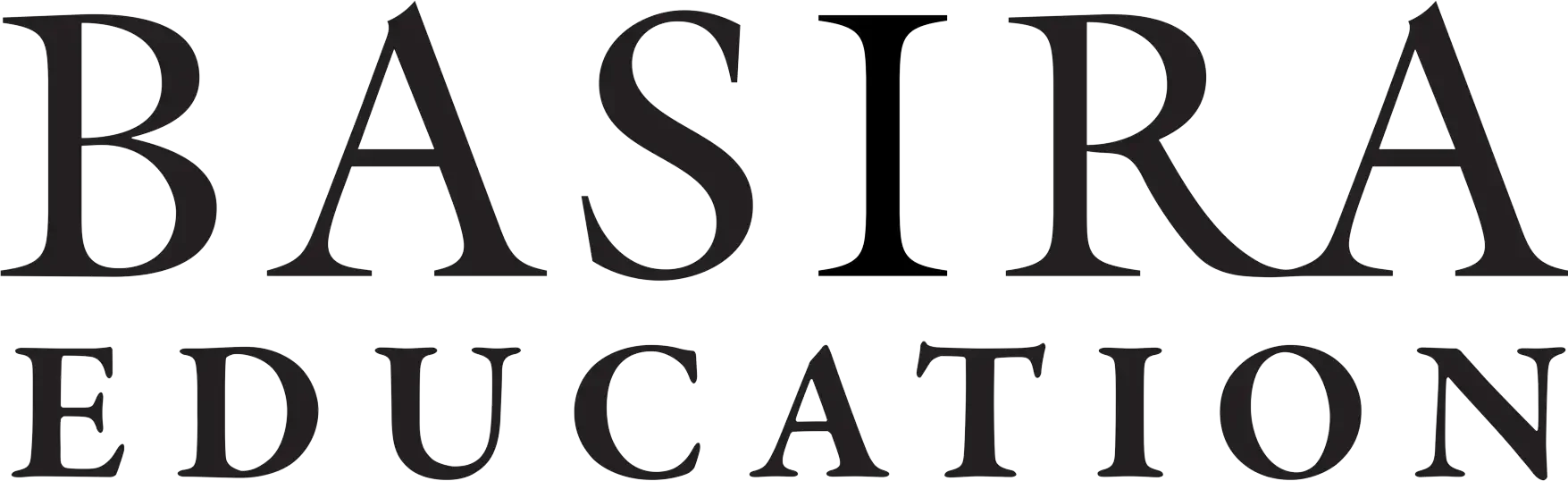 The image displays the words BASIRA EDUCATION in large, bold, black capital letters on a white background.